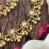 Vriksham Premium AD Stone Lotus Hasli-Gold-Red Green & White-G18611